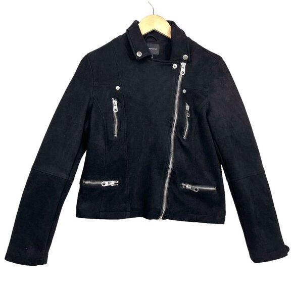 Members only Women's Faux Suede Biker Jacket black size S - Picture 2 of 13